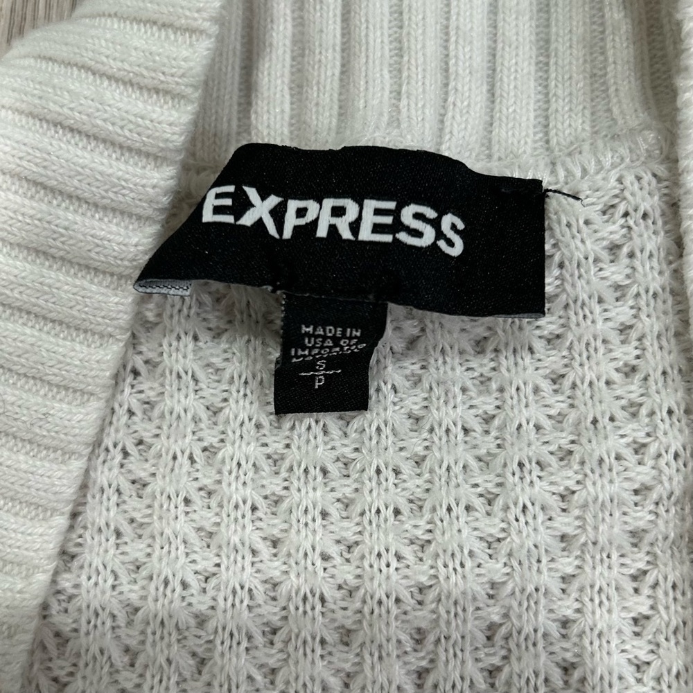 Express White Open Front Waffle Knit Tapered Sleeve Cardigan Sweater Size S - Picture 3 of 7